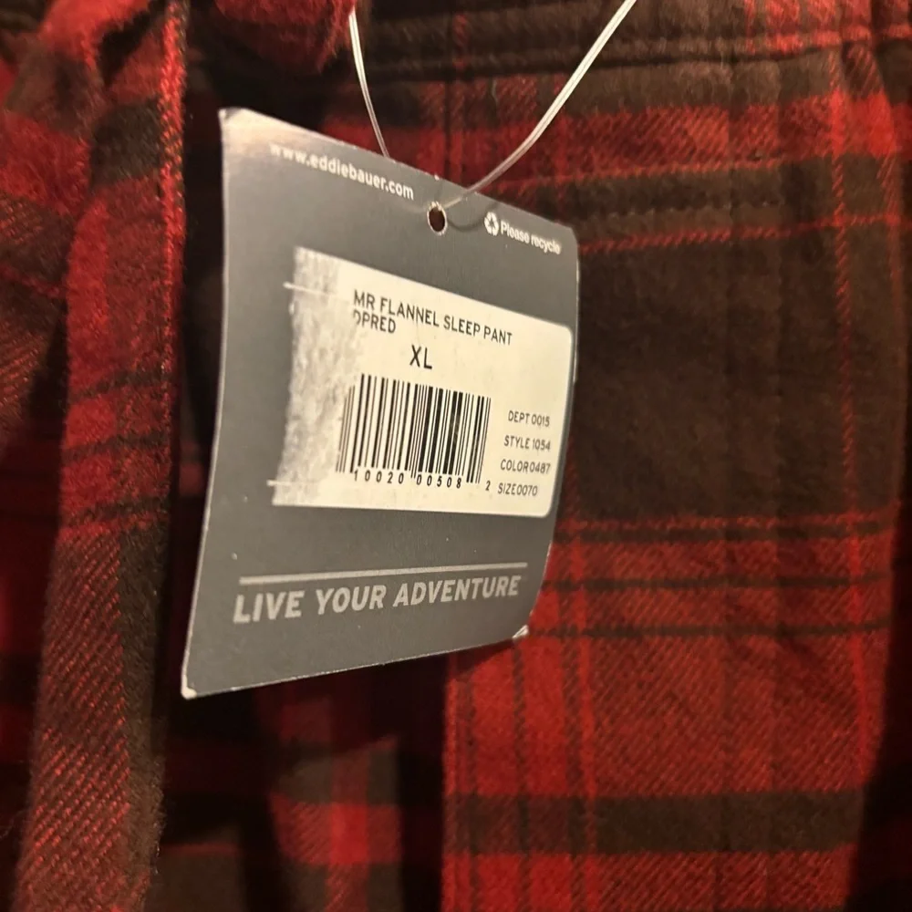 Eddie Bauer Red & Brown Plaid Men's Flannel Pajama Pants Size XL New w/ Tags - Picture 4 of 7